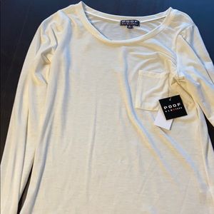 Small, thin light weight long sleeve white top
